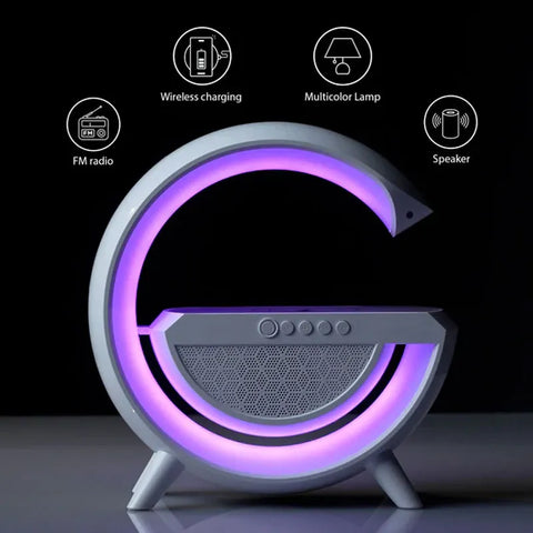 3 In 1 G Lamp Speaker With Wireless Charger & Alarm Clock