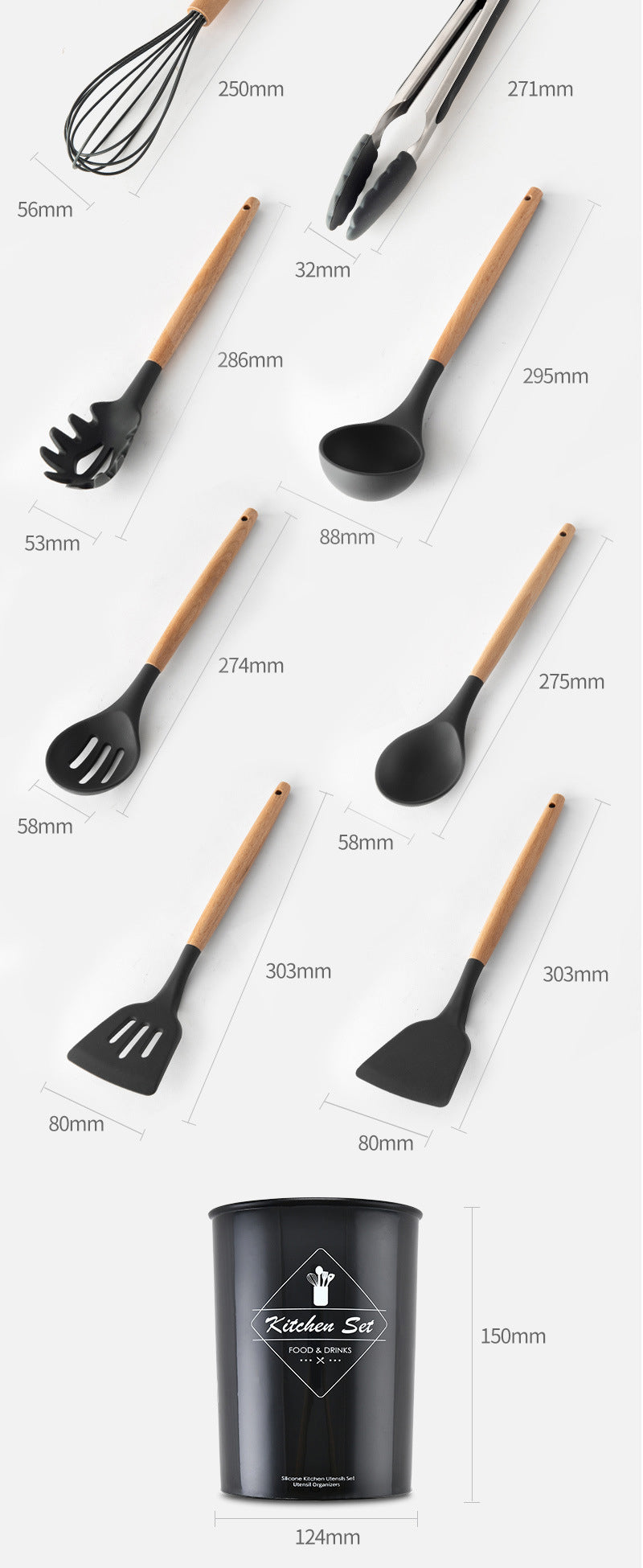 12 PCs Non stick Silicone Cooking Set