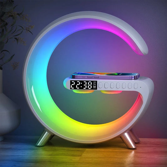 3 In 1 G Lamp Speaker With Wireless Charger & Alarm Clock