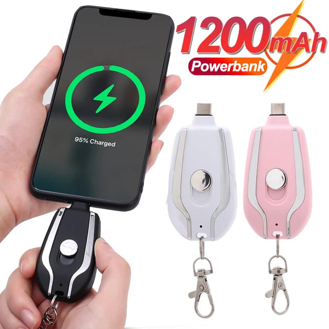 Sale! Mini Keychain Power Bank Charger Power Emergency Pod, Fast Charging 1200mAh Battery